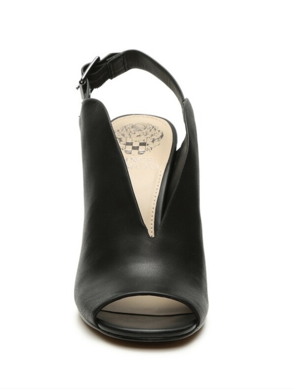 Vince Camuto VP-Kembia Black Leather Peep-toe Mule Size 8 - Picture 3 of 6